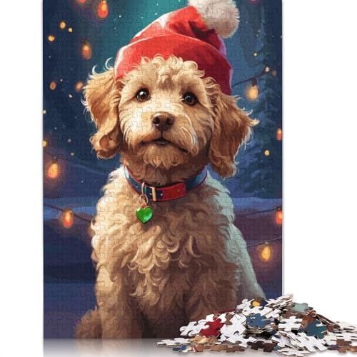 1000-teiliges Labradoodle-Weihnachtspuzzle, Schwierigkeitsgrad, Lernspiele, Spielzeug, 1000 Stück (75 x 50 cm) von POLIUAWS