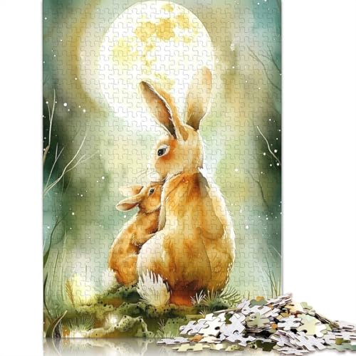 1000-teiliges Lunar Snuggles – Rabbit Dreams-Puzzle mit süßem Kinderzimmer-Aufdruck für Erwachsene und Teenager, Papierpuzzle, 1000 Teile (38 x 26 cm) von POLIUAWS