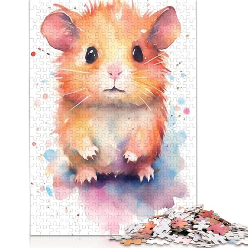 1000-teiliges Meerschweinchen-Aquarell-Puzzle, Schwierigkeits-Puzzle, Lernspiel, Spielzeug, Familiendekoration, 1000 Teile (75 x 50 cm) von POLIUAWS