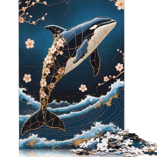 1000-teiliges Orca-Kintsugi-Kunst-Puzzle für Erwachsene, Puzzles, Lernspielzeug, 1000 Stück (38 x 26 cm) von POLIUAWS