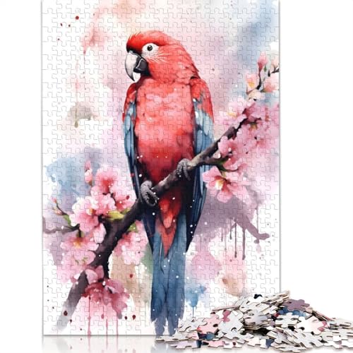1000-teiliges Papageien-Aquarell-Puzzle, Schwierigkeits-Puzzle, Lernspiel, Spielzeug, Familiendekoration, 1000 Stück (75 x 50 cm) von POLIUAWS
