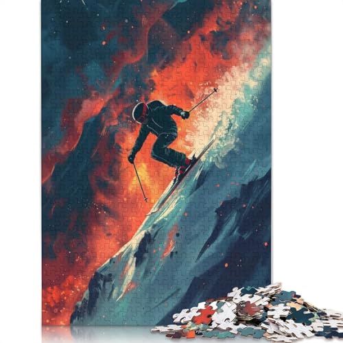 1000-teiliges Papierpuzzle „Skifahrer springt in die Berge“, Papierpuzzle für Erwachsene und Jugendliche ab 12 Jahren, 1000 Teile (75 x 50 cm) von POLIUAWS
