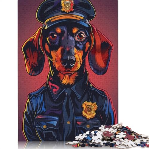 1000-teiliges Papierpuzzle mit Dackel-Polizisten, Papierpuzzle für Erwachsene und Jugendliche ab 12 Jahren, 1000 Teile (75 x 50 cm) von POLIUAWS