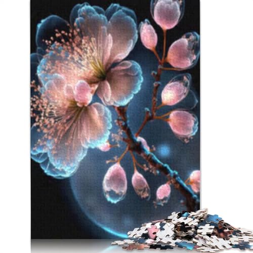 1000-teiliges Pflaumenblüten-Puzzle für Erwachsene und Jugendliche, Holzpuzzle für Familienspaß und Spielabende, 1000 Teile (75 x 50 cm) von POLIUAWS