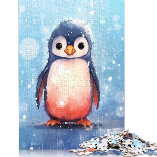 1000-teiliges Pinguin-Aquarell-Puzzle, Schwierigkeitsgrad für Erwachsene, entspannendes Spiel, Spielzeug, 1000 Teile (38 x 26 cm) von POLIUAWS