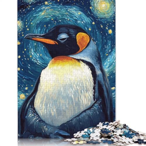 1000-teiliges Pinguin-Puzzle mit Sternennacht, Schwierigkeitsgrad für Erwachsene, Lernspielzeug, Spiele, Familiendekoration, 1000 Stück (75 x 50 cm) von POLIUAWS