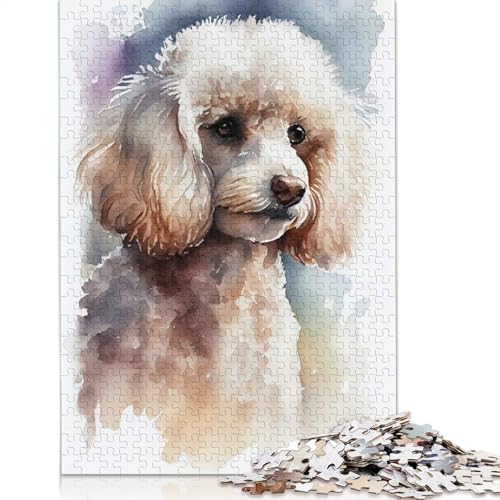 1000-teiliges Pudel-Aquarell-Puzzle für Erwachsene, Puzzles, Lernspielzeug, 1000 Stück (75 x 50 cm) von POLIUAWS