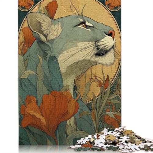 1000-teiliges Puma-Jugendstil-Puzzle für Erwachsene, Papierpuzzle, Lernspiel für Erwachsene Teenager, 1000 Teile (38 x 26 cm) von POLIUAWS