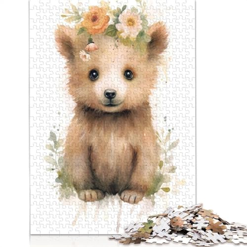 1000-teiliges Puzzle, Aquarell-Babybär, Kunststil, Puzzlespiel, Spielzeug für Erwachsene, Familienpuzzle, Geschenkpuzzle, Erwachsene, herausfordernd, 1000 Teile (75 x 50 cm) von POLIUAWS