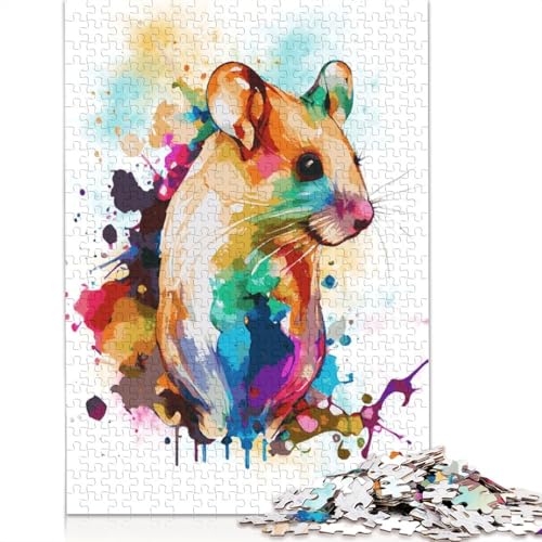 1000-teiliges Puzzle, Aquarell-Maus-Malstil, Puzzlespiel, Spielzeug für Erwachsene, Familienpuzzle, Geschenkpuzzle, Erwachsene, herausfordernd, 1000 Teile (38 x 26 cm) von POLIUAWS