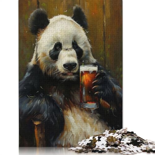 1000-teiliges Puzzle, Biertrinkender Panda-Stil, Puzzlespiel, Spielzeug für Erwachsene, Familienpuzzle, Geschenkpuzzle, Erwachsene, herausfordernd, 1000 Teile (38 x 26 cm) von POLIUAWS