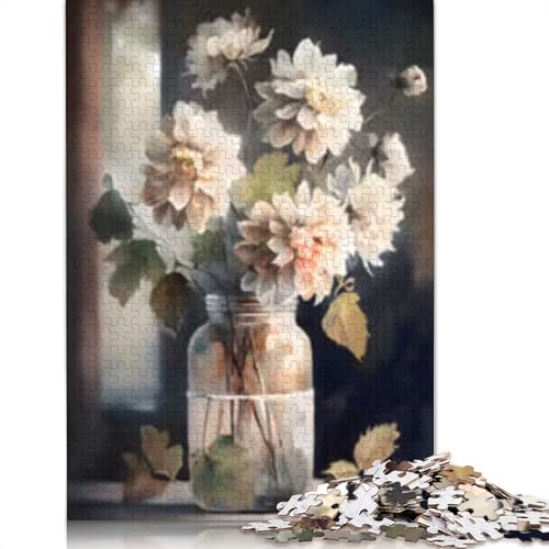 1000-teiliges Puzzle, Blumenmuster, Beige, für Erwachsene, ab 14 Jahren, 1000 Teile (75 x 50 cm) von POLIUAWS