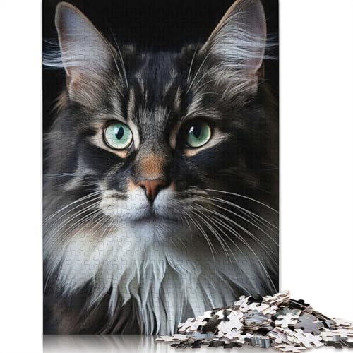 1000-teiliges Puzzle, Cooles Katzenporträt, Lernspiel, Spielzeug, Familiendekoration, Erwachsene, herausfordernd, 1000 Teile (75 x 50 cm) von POLIUAWS