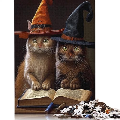 1000-teiliges Puzzle, Halloween-Kätzchen, für Erwachsene und Jugendliche, Lernspiele für Zuhause, Bastelspielzeug, 1000 Teile (38 x 26 cm) von POLIUAWS