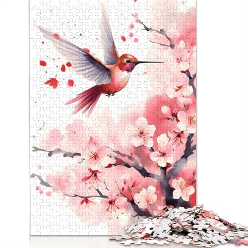 1000-teiliges Puzzle, Kolibri, Aquarell-Puzzle, Lernspiel, Spielzeug, Familiendekoration, Erwachsene, herausfordernd, 1000 Teile (38 x 26 cm) von POLIUAWS