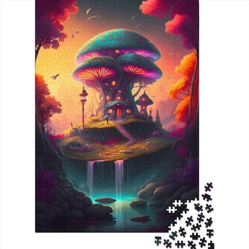 1000-teiliges Puzzle, Pilzhaus, für Erwachsene und Jugendliche, pädagogisches Spielzeug aus Holz, 1000 Teile (75 x 50 cm) von POLIUAWS