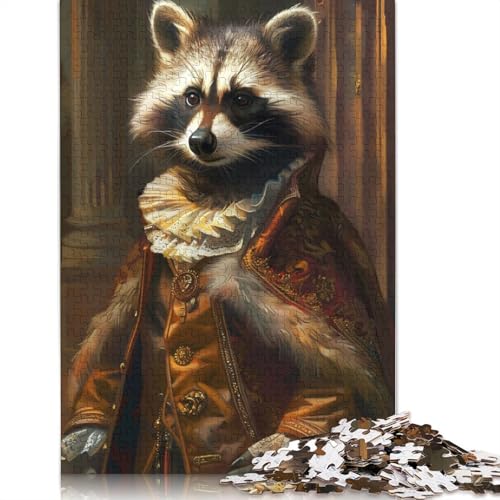1000-teiliges Puzzle, Waschbär, Renaissance-Stil, Lernspiel, Spielzeug, Familiendekoration, Erwachsene, herausfordernd, 1000 Teile (38 x 26 cm) von POLIUAWS