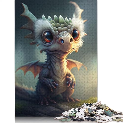 1000-teiliges Puzzle, niedliche Drachen für Erwachsene und Jugendliche, Lernspiele für Zuhause, DIY-Spielzeug, Weihnachtsgeschenke, 1000 Teile (38 x 26 cm) von POLIUAWS