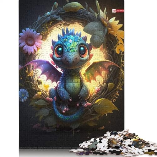 1000-teiliges Puzzle, niedliche Drachen für Erwachsene und Jugendliche, Lernspielzeug aus Papier, 1000 Teile (38 x 26 cm) von POLIUAWS