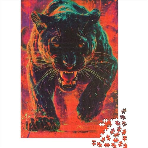 1000-teiliges Puzzle, schwarzer Panther für Erwachsene und Jugendliche, Holzpuzzle für Erwachsene und Jugendliche, lustiges Puzzle, 1000 Teile (75 x 50 cm) von POLIUAWS