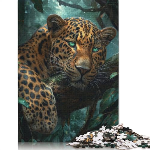 1000-teiliges Puzzle, tropischer Dschungel, Leopard, Lernspiel, Spielzeug, Familiendekoration, Erwachsene, herausfordernd, 1000 Teile (38 x 26 cm) von POLIUAWS