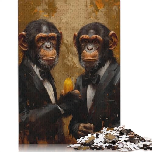 1000-teiliges Puzzle „Affen mit Banane“, Schwierigkeitsgrad für Erwachsene, Lernspielzeug, Spiele, 1000 Teile (38 x 26 cm) von POLIUAWS