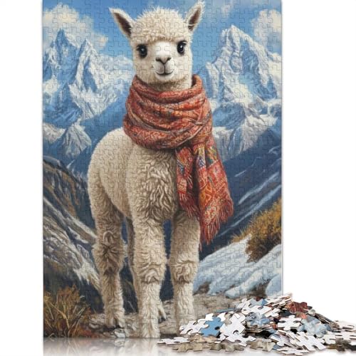 1000-teiliges Puzzle „Alpaka in den Bergen“ für Erwachsene, Papierpuzzles für Erwachsene, Teenager, Mann, Frau, Geschenk, 1000 Stück (75 x 50 cm) von POLIUAWS
