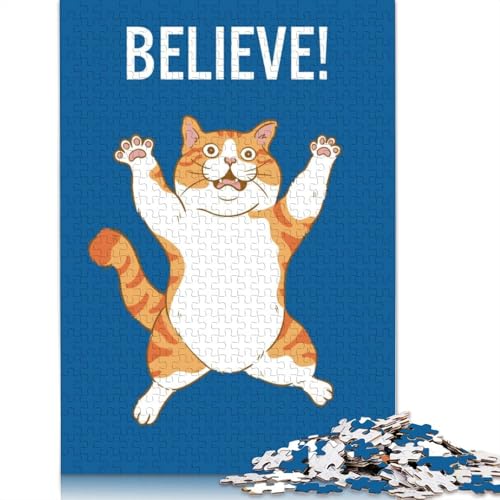 1000-teiliges Puzzle „Believe Cat“, Schwierigkeitsgrad für Erwachsene, Lernspielzeug, Spiele, 1000 Teile (38 x 26 cm) von POLIUAWS