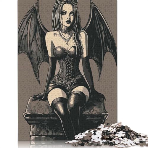 1000-teiliges Puzzle „Dark Angel Illustrationre“ für Erwachsene Teenager, 1000 Teile (75 x 50 cm) von POLIUAWS