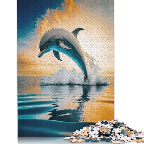 1000-teiliges Puzzle „Delfin springt bei Sonnenuntergang“, Schwierigkeitsgrad für Erwachsene, Lernspielzeug, Spiele, 1000 Teile (38 x 26 cm) von POLIUAWS