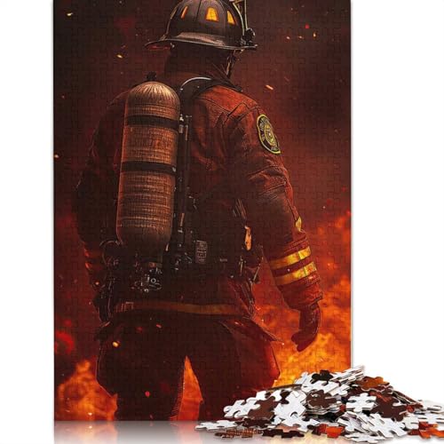 1000-teiliges Puzzle „Feuerwehrmann in Flammen“ für Erwachsene, Papierpuzzle, Puzzle, Lernspiel, Herausforderungsspielzeug, 1000 Teile (75 x 50 cm) von POLIUAWS