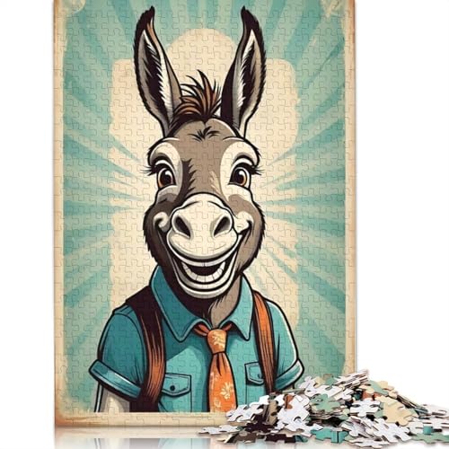 1000-teiliges Puzzle „Fröhlicher Esel im Anzug“ für Erwachsene, Puzzle für die Familienzeit, Gehirn-Herausforderung, 1000 Teile (75 x 50 cm) von POLIUAWS