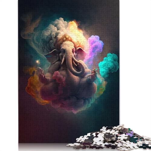 1000-teiliges Puzzle „Ganesha in Buntem Rauch“ für Erwachsene und Teenager, Lernspielzeug aus Papier, 1000 Teile (75 x 50 cm) von POLIUAWS