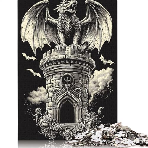 1000-teiliges Puzzle „Gargoyle auf Towerre“ für Erwachsene und Teenager, Papierpuzzle, 1000 Teile (75 x 50 cm) von POLIUAWS
