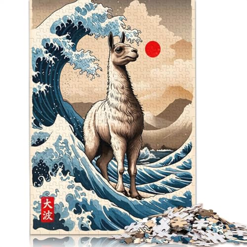 1000-teiliges Puzzle „Große Welle der Lamas“ für Erwachsene Teenager, Papierpuzzles, nachhaltiges Puzzle für Erwachsene | Spiele 1000 Teile (38 x 26 cm) von POLIUAWS