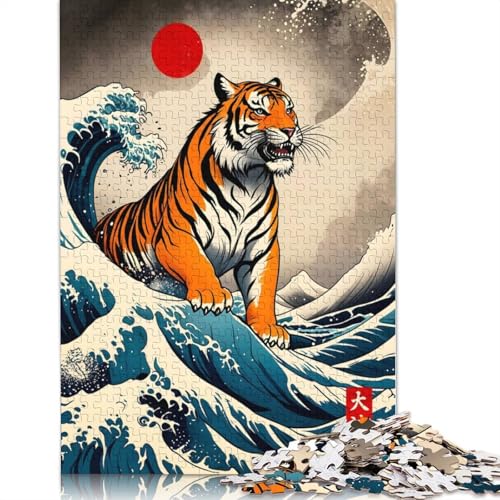 1000-teiliges Puzzle „Große Welle des Tigers“ für Erwachsene und Teenager, Papierpuzzle, 1000 Teile (38 x 26 cm) von POLIUAWS