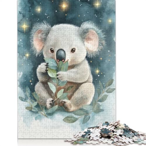 1000-teiliges Puzzle „Koala unter den Sternen“ für Erwachsene, Papierpuzzle für Erwachsene, Lernspiel, Herausforderungsspielzeug, 1000 Stück (38 x 26 cm) von POLIUAWS