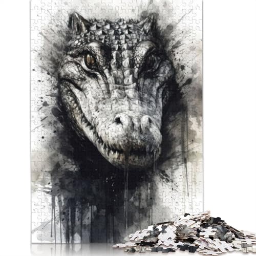 1000-teiliges Puzzle „Krokodilkönig, Aquarell“, Schwierigkeitsgrad für Erwachsene, Lernspielzeug, Spiele, Familiendekoration, 1000 Stück (38 x 26 cm) von POLIUAWS
