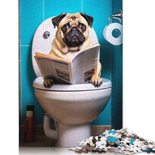 1000-teiliges Puzzle „Mops auf dem Toilettenpapier“, Papierpuzzle für Erwachsene und Jugendliche ab 12 Jahren, 1000 Teile (75 x 50 cm) von POLIUAWS