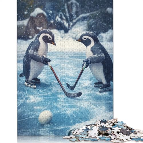 1000-teiliges Puzzle „Pinguin spielt Hockey“, Schwierigkeitsgrad für Erwachsene, stärkt die Beziehungen zwischen Familienmitgliedern, 1000 Teile (75 x 50 cm) von POLIUAWS