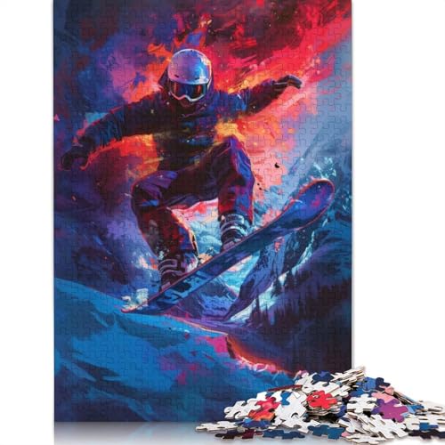 1000-teiliges Puzzle „Snowboarder im Alpenraum“ für Erwachsene und Teenager, 1000 Teile (75 x 50 cm) von POLIUAWS