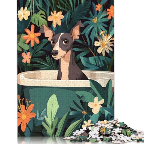 1000-teiliges Puzzle „Windhund in Einer Badewanne“ für Erwachsene, Papierpuzzle, Puzzle, Lernspiel, Herausforderungsspielzeug, 1000 Teile (75 x 50 cm) von POLIUAWS