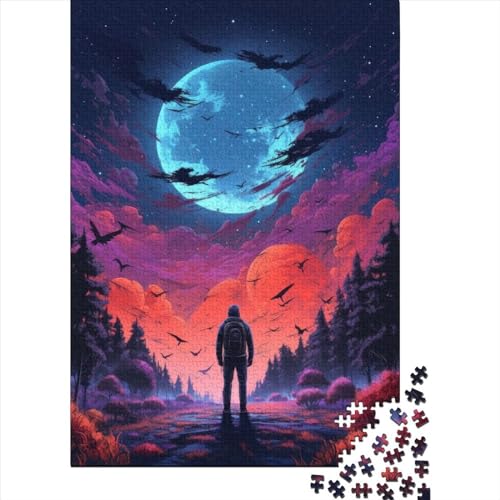 1000-teiliges Puzzle Schwarzwald bei Nacht für Erwachsene Papierpuzzle Halloween-Geschenke Puzzlespiel Lernspiel Herausforderung Spielzeug 1000 Teile (38x26cm) von POLIUAWS