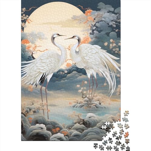 1000-teiliges Puzzle Weißer Kran für Erwachsene, Holzpuzzle für Erwachsene, Lernspiele für Zuhause, DIY-Spiele, 1000 Teile (75 x 50 cm) von POLIUAWS