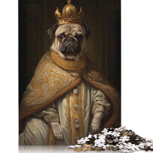 1000-teiliges Puzzle für Erwachsene, 1000-teiliger Mops, süßes Puzzle für Erwachsene, schwieriges und herausforderndes Spiel, 1000 Teile (38 x 26 cm) von POLIUAWS