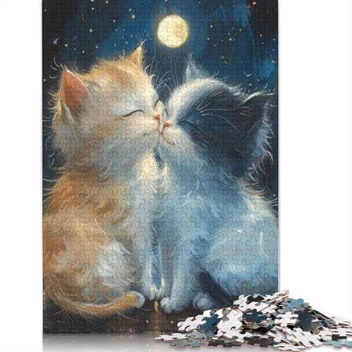 1000-teiliges Puzzle für Erwachsene, 1000-teiliges Moonlight Meowance-Puzzle für Erwachsene, schwieriges und herausforderndes Spiel, 1000 Teile (75 x 50 cm) von POLIUAWS