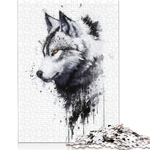 1000-teiliges Puzzle für Erwachsene, 1000-teiliges Tintenwolf-Puzzle für Erwachsene, schwieriges und herausforderndes Spiel, 1000 Teile (38 x 26 cm) von POLIUAWS