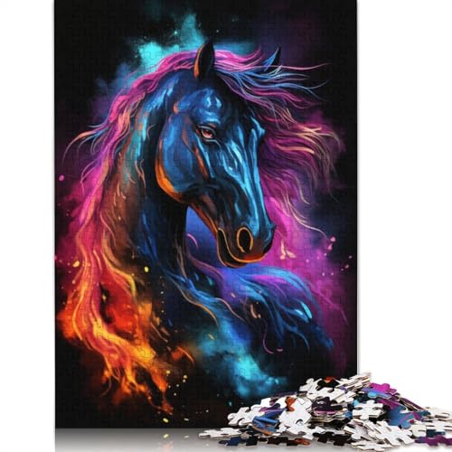 1000-teiliges Puzzle für Erwachsene, 1000-teiliges Weltraum-Pferd-Galaxie-Puzzle für Erwachsene, schwieriges und herausforderndes Spiel, 1000 Teile (38 x 26 cm) von POLIUAWS