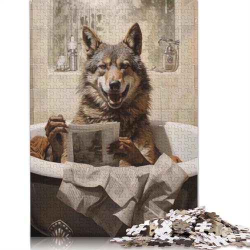 1000-teiliges Puzzle für Erwachsene, 1000-teiliges Wolf-Badewannen-Puzzle für Erwachsene, schwieriges und herausforderndes Spiel, 1000 Teile (75 x 50 cm) von POLIUAWS