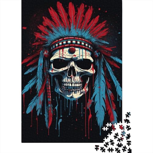 1000-teiliges Puzzle für Erwachsene, Holzpuzzle mit Totenkopf-Motiv, Puzzles für Erwachsene, Lernspiele für Zuhause, Bastelspielzeug, 1000 Teile (75 x 50 cm) von POLIUAWS